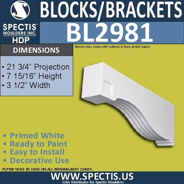BL2981 Eave Block or Bracket 3.5"W x 8"H x 21.75" P