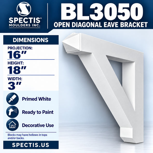 BL3050 Open Diagonal Eave Bracket 3"W x 18"H x 16"P
