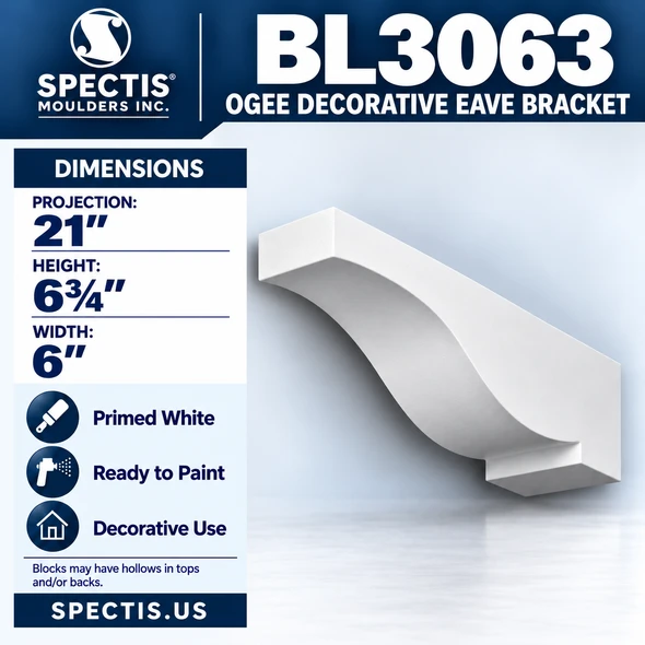 BL3063 Ogee Decorative Eave Bracket 6"W x 6.75"H x 21"P