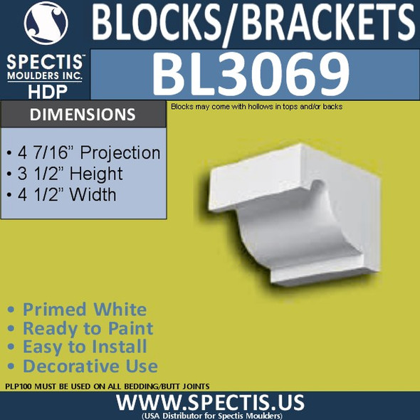 BL3069 Eave Block or Bracket 4.5"W x 4.44"H x 3.5" P