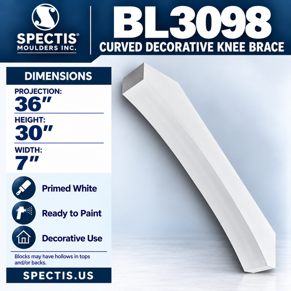 BL3098 Curved Decorative Knee Brace 7"W x 30"H x 36"P