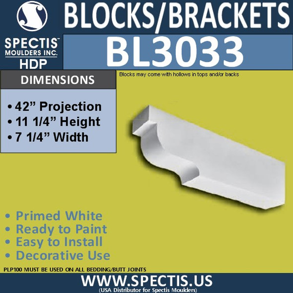 BL3033 Eave Block or Bracket 7.25"W x 11.25"H x 42" P