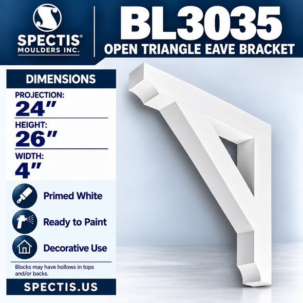 BL3035 Open Triangle Eave Bracket 4"W x 26"H x 24"P