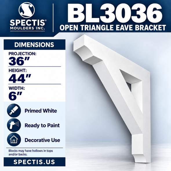BL3036 Open Triangle Eave Bracket 6"W x 44"H x 36"P