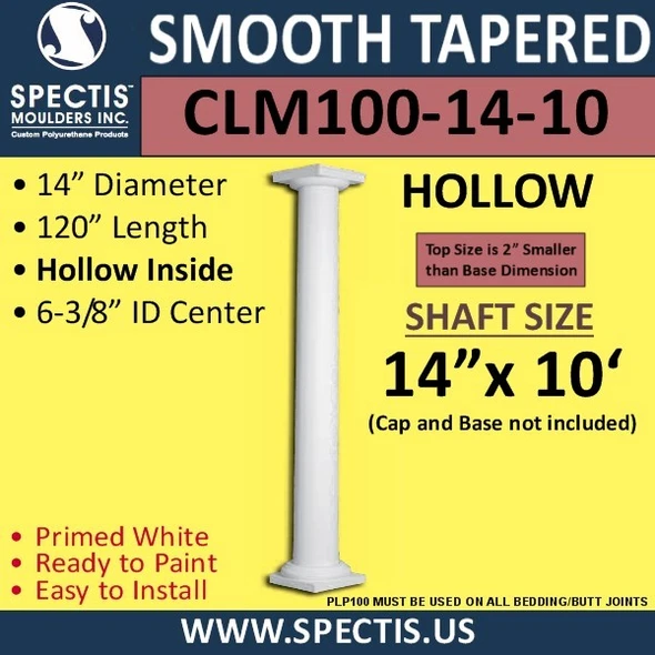 CLM100-14-10 Smooth Tapered Column 14" x 120"