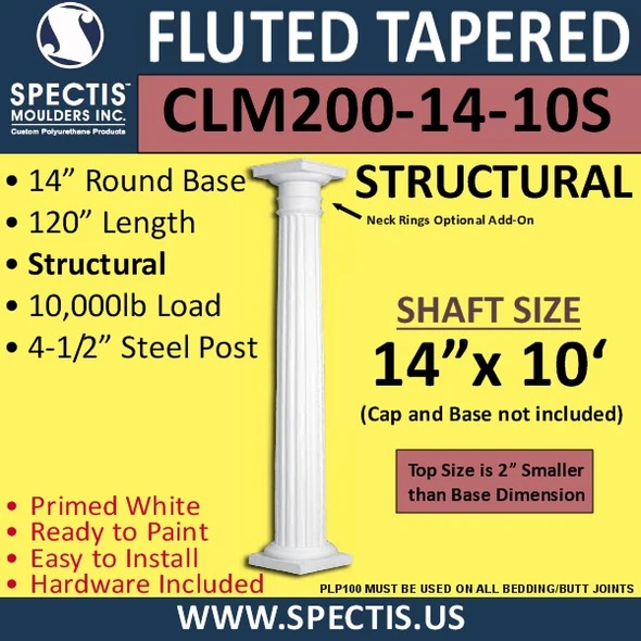 CLM200-14-10S Fluted Tapered Column 14" x 120" STRUCTURAL