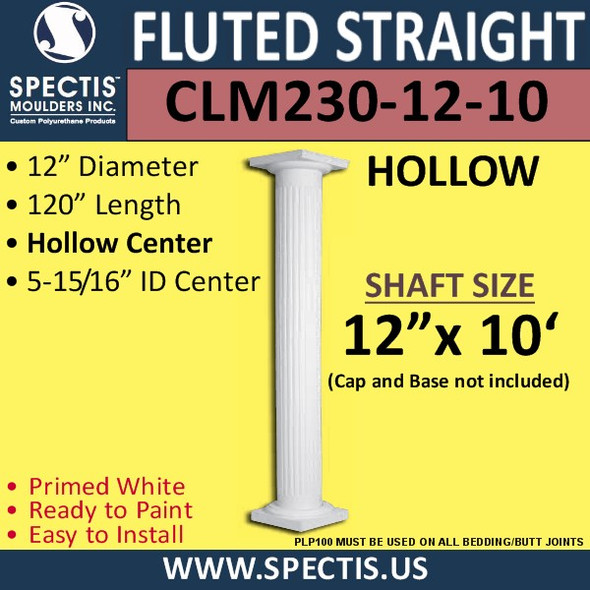 CLM230-12-10 Fluted Straight Column 12" x 120"