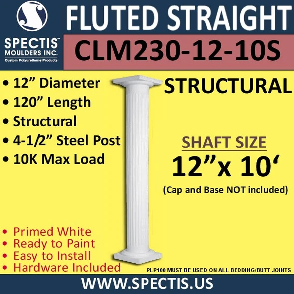 CLM230-12-10S Fluted Straight Column 12" x 120" STRUCTURAL