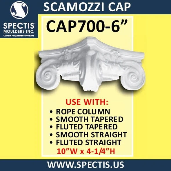 CAP700-6 Scamozzi Cap 6 1/4" Hole x 10"W x 4 1/4"H