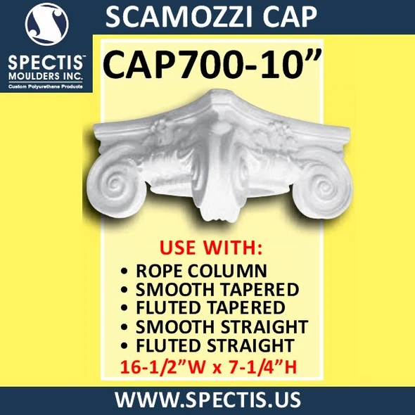 CAP700-10 Scamozzi Cap 10 1/4" Hole x 16 1/2"W x 7 1/4"H