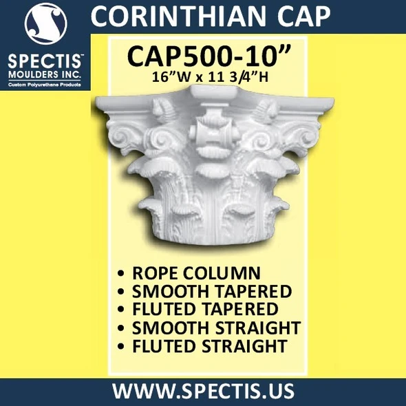 CAP500-10 Corinthian Cap 16"W x 11 3/4"H for 10" top column