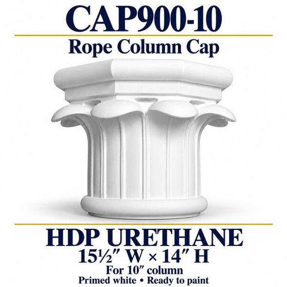 CAP900-10 Rope Column Cap – 15½″ maximum width × 14″ height | Fits 10″ column
