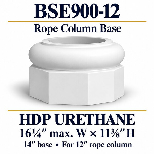 BSE900-12 Rope Column Base – 16¼″ max. W × 11⅜″ H | 14″ base – HDP urethane