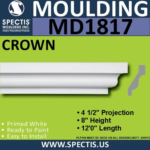 MD1817 Crown Molding Trim decorative spectis urethane