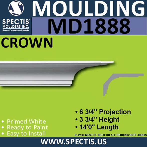 MD1888 Crown Molding Trim decorative spectis urethane