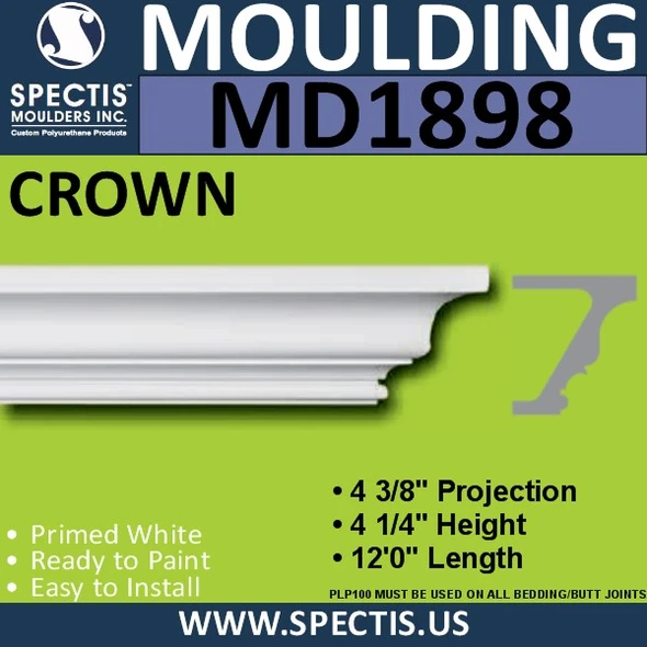 MD1898 Crown Molding Trim decorative spectis urethane