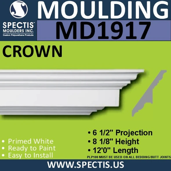 MD1917 Crown Molding Trim decorative spectis urethane