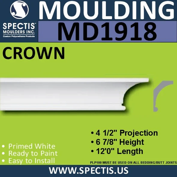 MD1918 Crown Molding Trim decorative spectis urethane