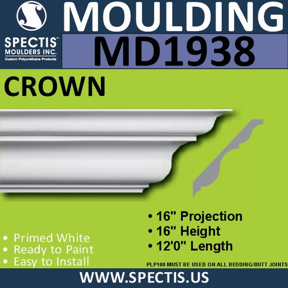 MD1938 Crown Molding Trim decorative spectis urethane