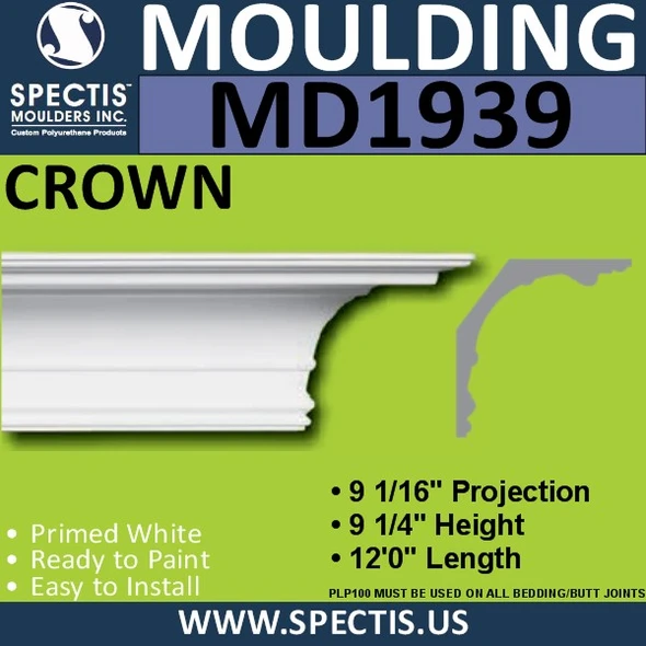 MD1939 Crown Molding Trim decorative spectis urethane