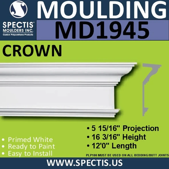 MD1945 Crown Molding Trim decorative spectis urethane
