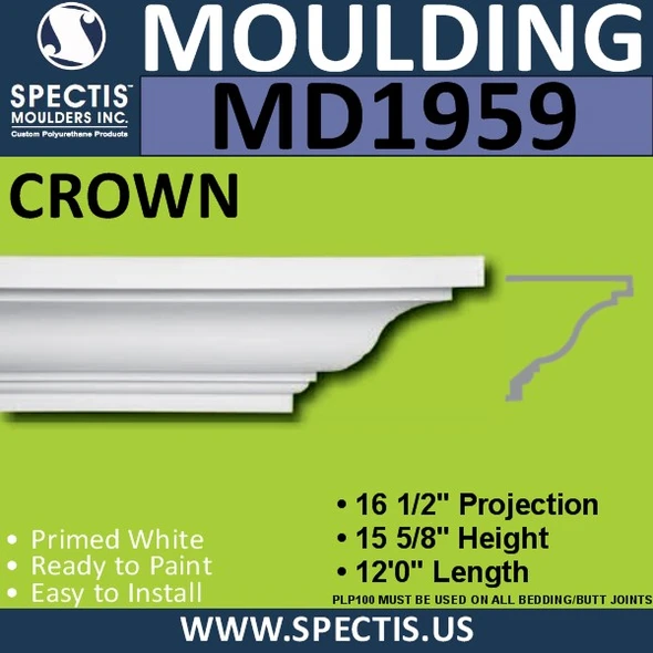 MD1959 Crown Molding Trim decorative spectis urethane