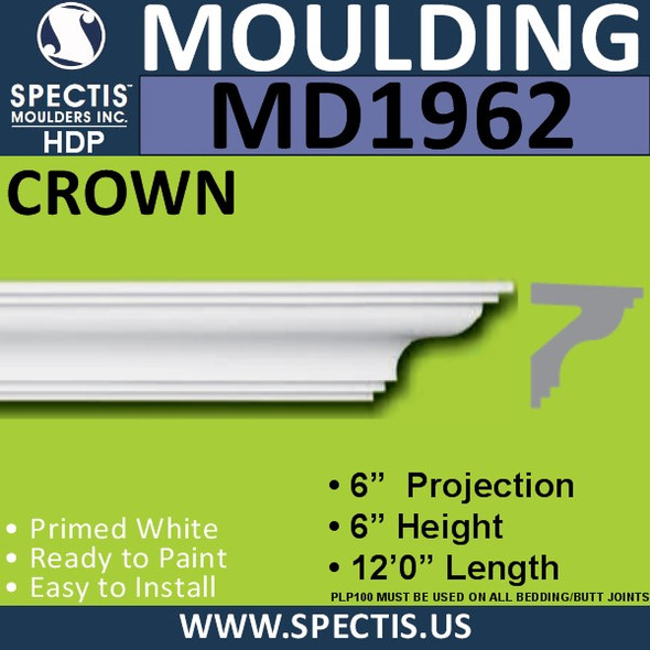 MD1962 Crown Molding Trim decorative spectis urethane