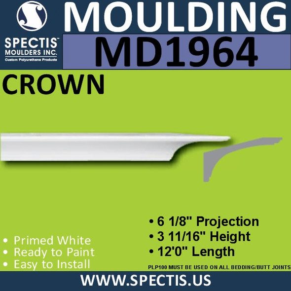 MD1964 Crown Molding Trim decorative spectis urethane