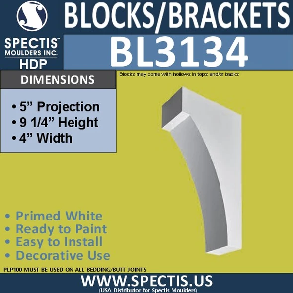 BL3134 Decorative Eave Bracket 4"W x 9.25"H x 5"P
