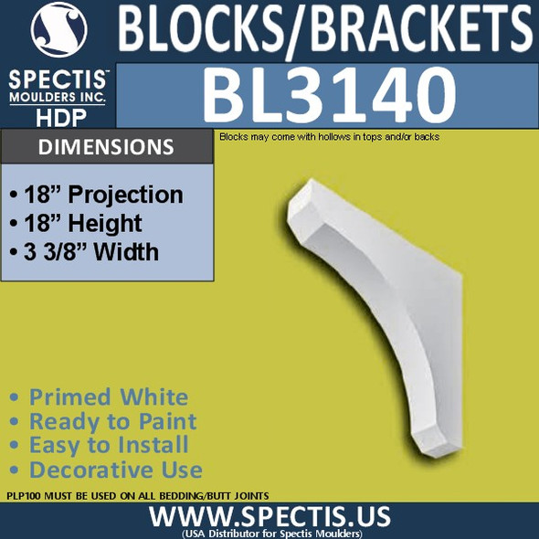 BL3140 Decorative Eave Bracket 3.37"W x 18"H x 18"P