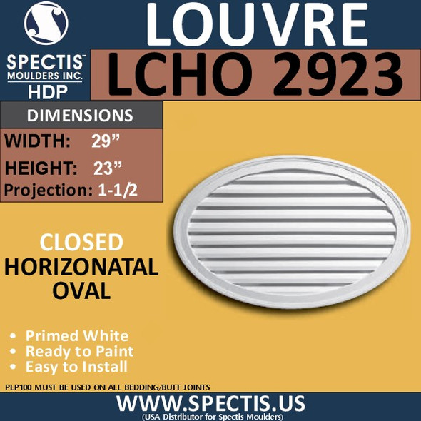 LCHO2923 Horizontal Oval Louver Closed 29 x 23
