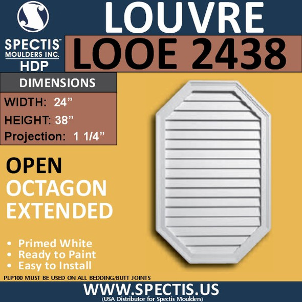 LOOE2438 Octagon Elongated Louver Open Vent 24 x 38
