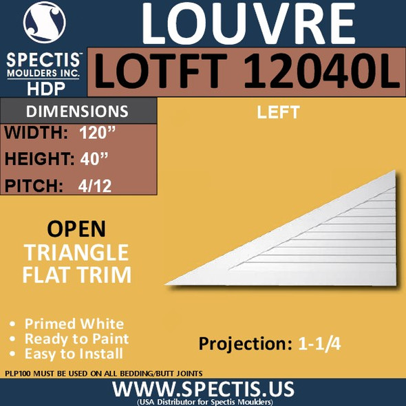 LOT12040L Triangle Gable Louver Vent - Open - 120 x 40 Left