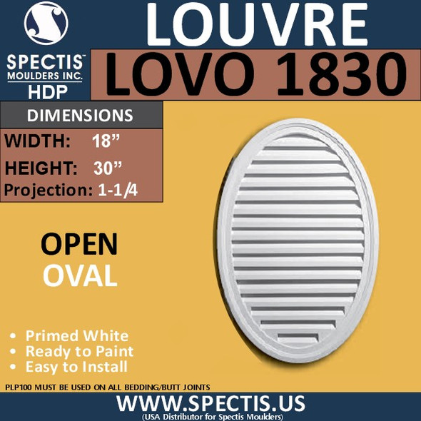 LOVO1830 Oval Open Louver Vent 18 x 30