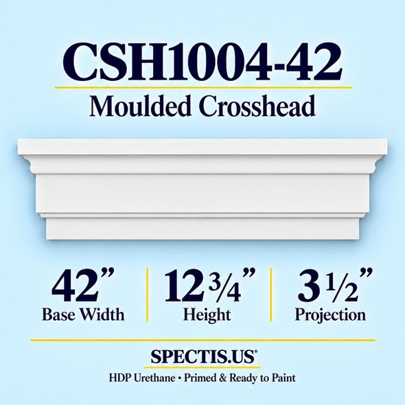 CSH1004-42 Moulded Window & Door Crosshead, primed HDP urethane, 42 inch base width x 12 3/4 inch height x 3 1/2 inch projection