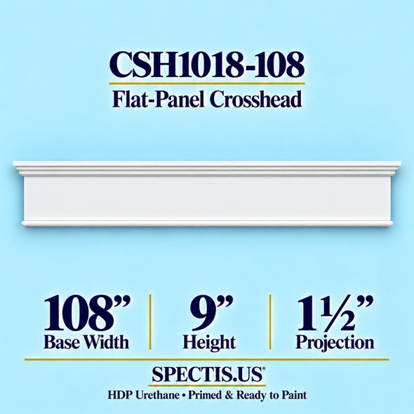 CSH1018-108 flat-panel door and window crosshead, 108 inch base width x 9 inch height x 1½ inch projection, primed HDP urethane
