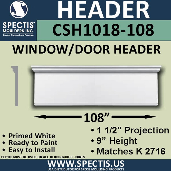 CSH1018-108 Crosshead for Window/Door 1.5"P x 9"H x 108"W