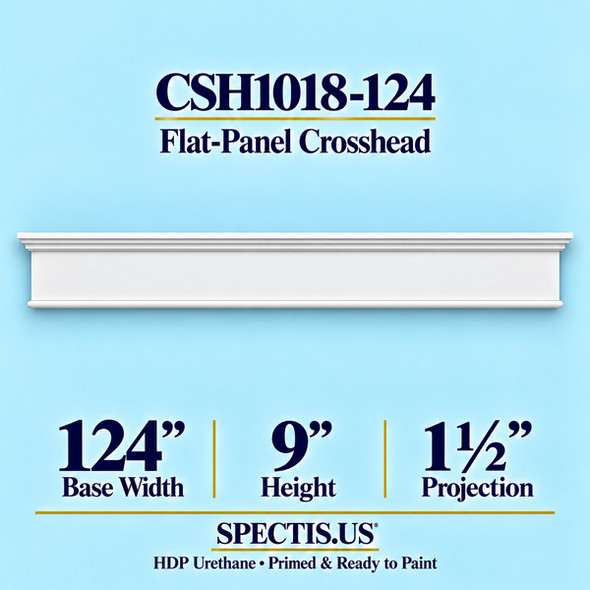 CSH1018-124 flat-panel door and window crosshead, 124 inch base width x 9 inch height x 1½ inch projection, primed HDP urethane