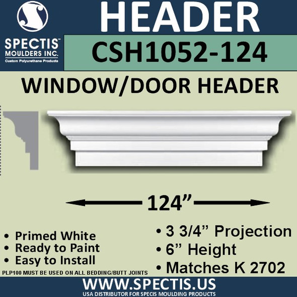 CSH1052-124 Crosshead for Window/Door 3.75"P x 6"H x 124"W