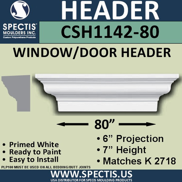 CSH1142-80 Crosshead for Window/Door 6"P x 7"H x 80"W