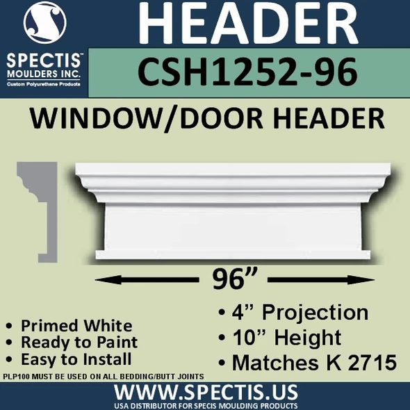 CSH1252-96 Crosshead for Window/Door 4"P x 10"H x 96"W