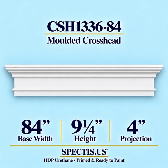 CSH1336-84 moulded door and window crosshead, 84 inch base width x 9¼ inch height x 4 inch projection, primed HDP urethane
