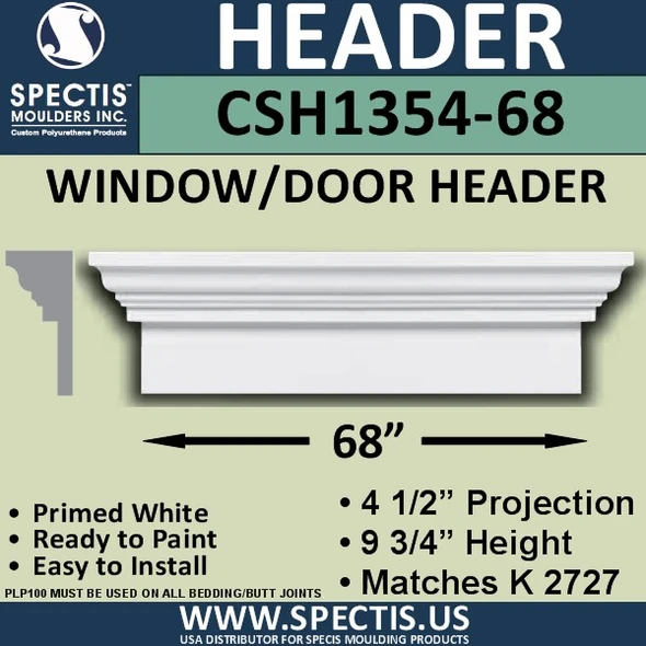 CSH1354-68 Crosshead for Window/Door 4.5"P x 9.75"H x 68"W