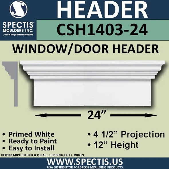 CSH1403-24 Crosshead for Window/Door 4.5"P x 12"H x 24"W