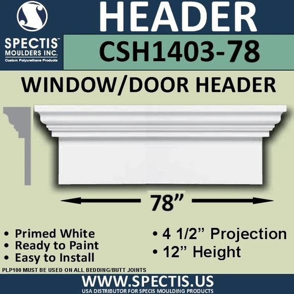 CSH1403-78 Crosshead for Window/Door 4.5"P x 12"H x 78"W