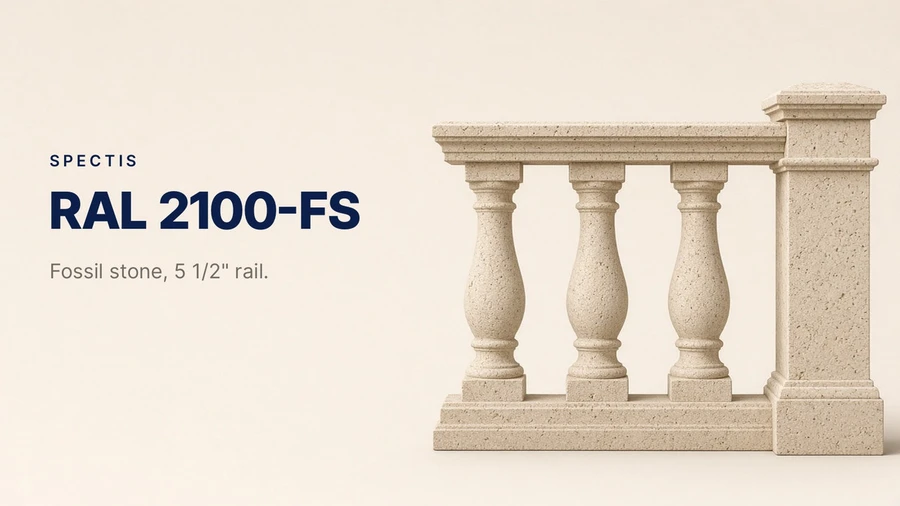 RAL 2100 Fossil Stone Handrail System — Top Rail, Bottom Rail, and Balusters