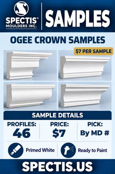Ogee Crown Moulding Samples — 46 Profiles — $7 per Sample