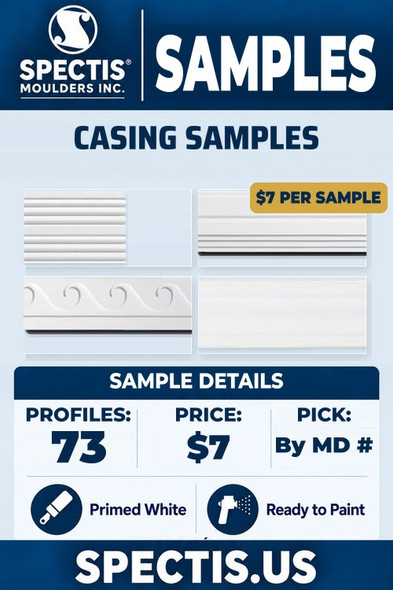Spectis casing moulding samples, 73 profiles, $7 per sample
