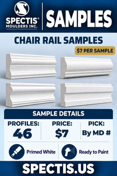 Chair Rail Moulding Samples — 46 Profiles — $7 per Sample