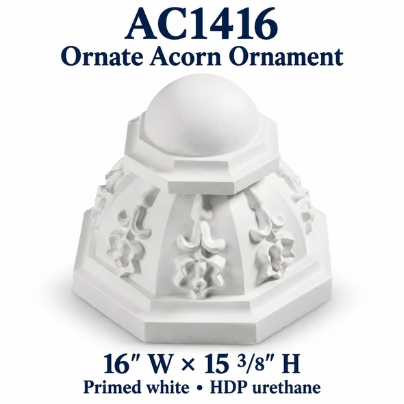 AC1416 Ornate Acorn Ornament, 16″ W × 15⅜″ H